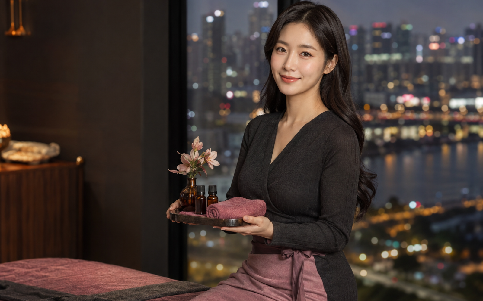 서울 서대문구 방문 홈케어를 안내하는 젊은 성인 한국 여성 관리사